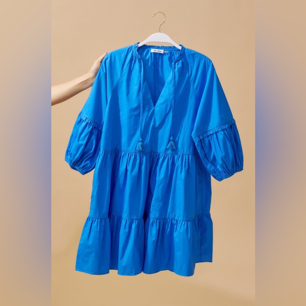 Puff Sleeve Blue Dress